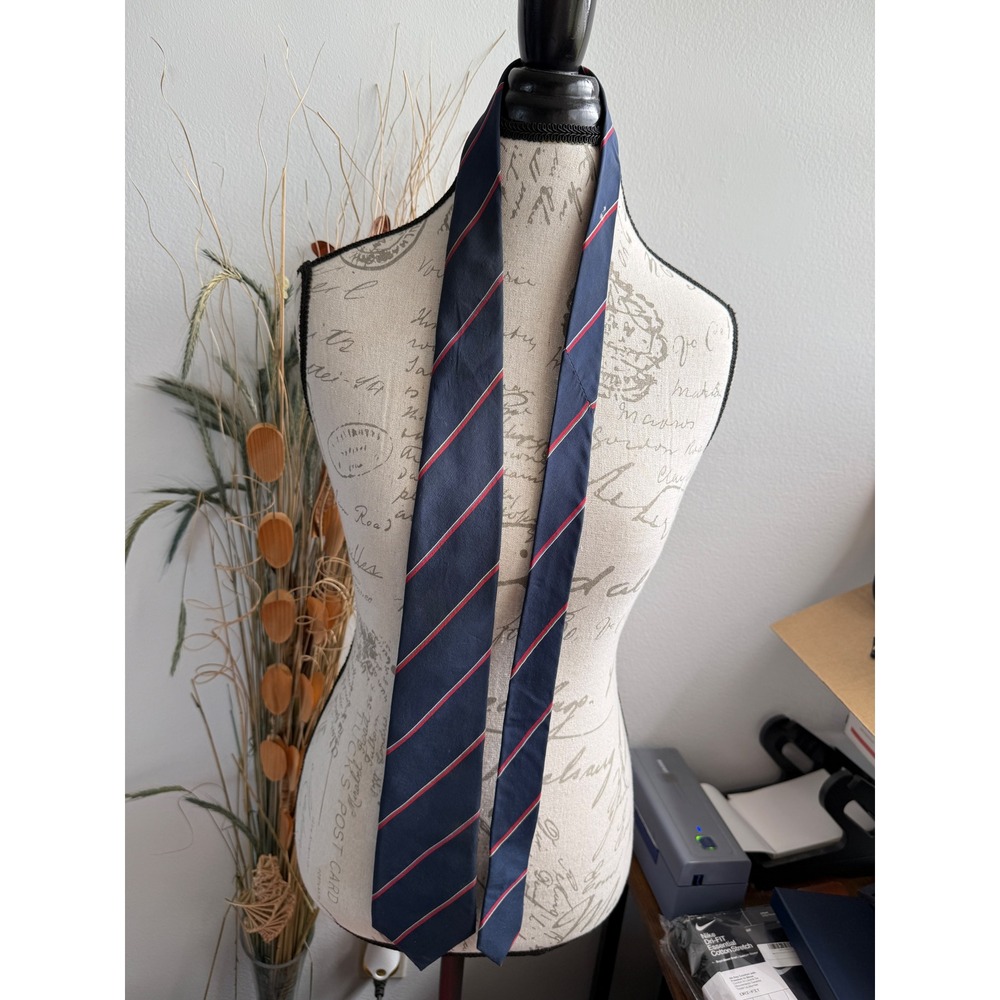Christian Dior Monsieur Silk Tie Navy Blue Red Green Diagonal Stripe France
